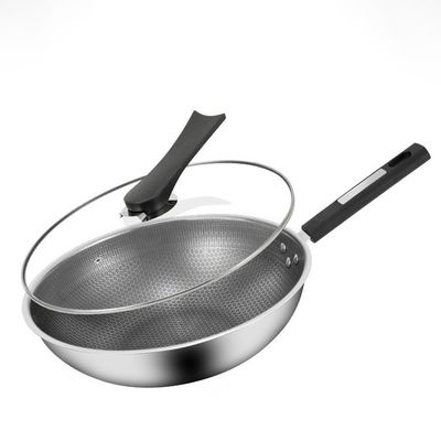 Устойчивый к ржавчине 304 нержавеющая сталь Wok с не липким покрытием и узором соломинки