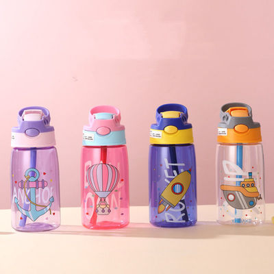 16OZ Детская милая портативная водонепроницаемая прямая питьевая пластиковая бутылка с соломенным логотипом