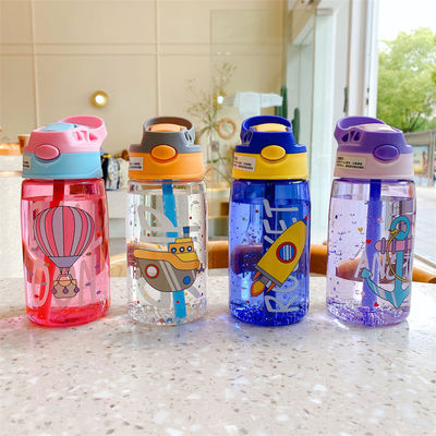 16OZ Дети Милый портативный водонепроницаемый прямой напиток Пластиковая бутылка с соломой