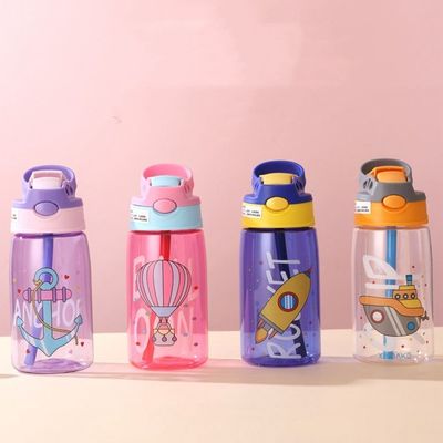 16OZ Дети Милый портативный водонепроницаемый прямой напиток Пластиковая бутылка с соломой