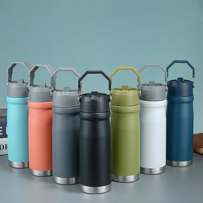 Прямая чашка Custom Logo Hot Travel 500ml 650Ml Двойная стена Нержавеющая сталь Спортивная бутылка с ручкой