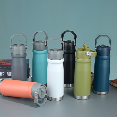Прямая чашка Custom Logo Hot Travel 500ml 650Ml Двойная стена Нержавеющая сталь Спортивная бутылка с ручкой