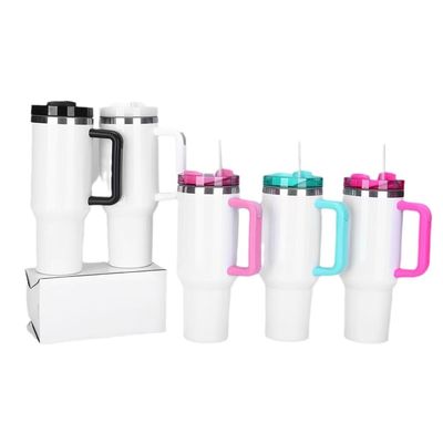 Ручная ручка 40oz Tumbler с соломенной крышкой и ручкой Нержавеющая сталь многоразовый Tumbler для красочных автомобильных чашек