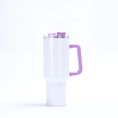 40oz Tumbler с ручкой и соломенной крышкой Нержавеющая сталь Tumblers цветные автомобильные чашки для работы