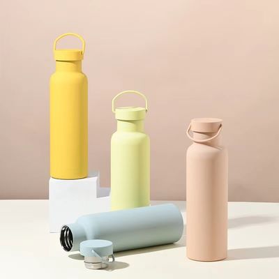 Нержавеющая сталь двойная стена вакуумная бутылка с ручкой твердого цвета спортивный изоляционный стакан