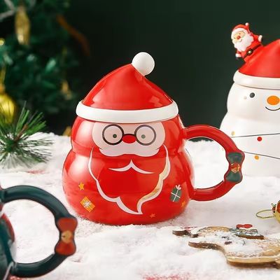 Керамический снежный человек кружка с крышкой и ложкой 16 OZ рождественский подарочный стакан для кофе чай и молоко