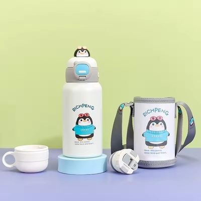 Держите горячее 3-6 часов Милый детский мультфильм из нержавеющей стали Изолированная бутылка с водой 500 мл