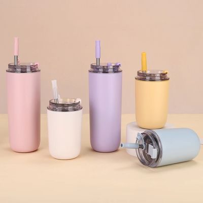 Настраиваемое логотип 10oz 16oz Двойная стена нержавеющая сталь вакуумная чашка тепловые путешествия кофе кружка изоляция кофейная кастрюля с соломой