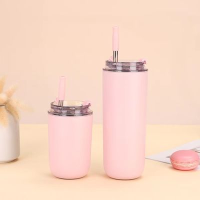 Настраиваемое логотип 10oz 16oz Двойная стена нержавеющая сталь вакуумная чашка тепловые путешествия кофе кружка изоляция кофейная кастрюля с соломой