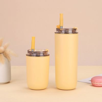 Настраиваемое логотип 10oz 16oz Двойная стена нержавеющая сталь вакуумная чашка тепловые путешествия кофе кружка изоляция кофейная кастрюля с соломой