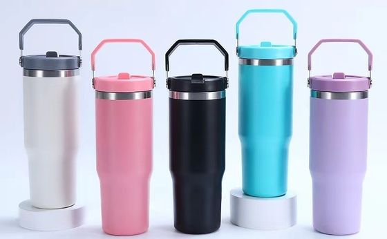 Вакуумная изоляция 30 унций из нержавеющей стали спортивная бутылка с соломой и ручкой