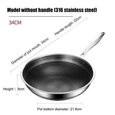 Устойчивое 316 нержавеющей стали Wok 32cm 34cm Двухсторонний экран Медоносная кухонная посуда