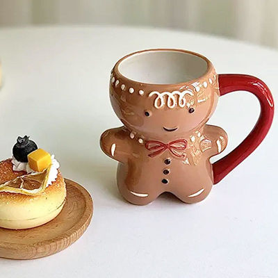 HANDGRIP 3D мультфильм 10oz милые подарки керамический имбирный человек кофе кружка на Рождество