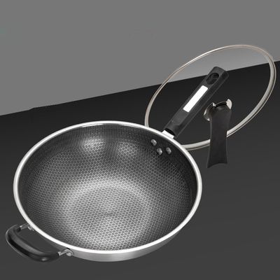 Устойчивый к ржавчине 304 нержавеющая сталь Wok с не липким покрытием и узором соломинки