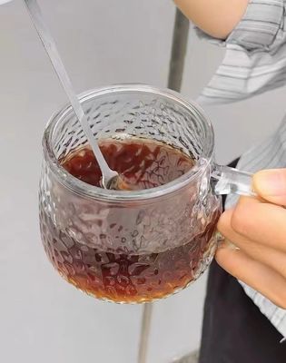Чашка для завтрака с крышкой ручки и крышкой Прозрачная стеклянная чашка для кофе 12,5*13*8 см