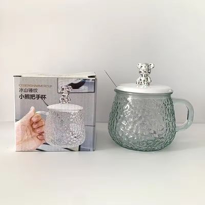 Минималистский дизайн Стеклянная кофейная кружка с ручкой, крышкой и ложкой