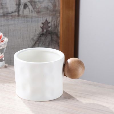 330ML Керамическая чашка для кофе Прозрачная портативная бутылка для офисной воды с деревянной шариковой обработкой