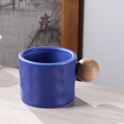 330ML Керамическая чашка для кофе Прозрачная портативная бутылка для офисной воды с деревянной шариковой обработкой