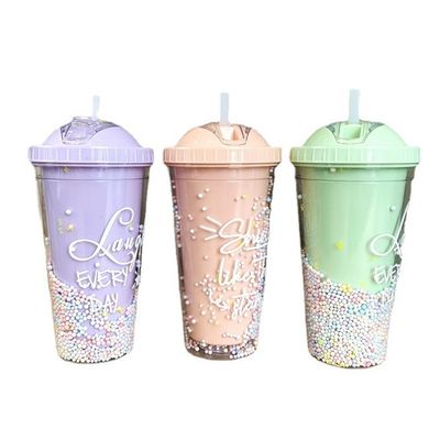 Минималистский дизайн стиль двойной стены сок Tumbler со соломой для удобства девушек