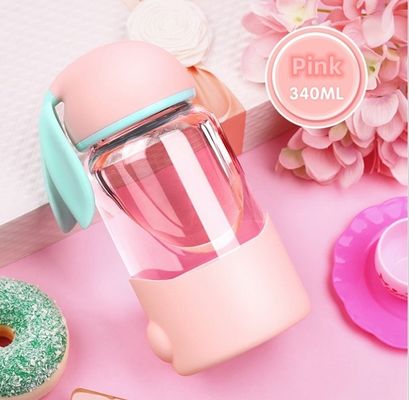 Стеклянный стакан с креативным дизайном мультфильма кролика и портативным герметичным дизайном