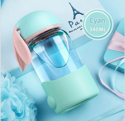 Стеклянный стакан с креативным дизайном мультфильма кролика и портативным герметичным дизайном