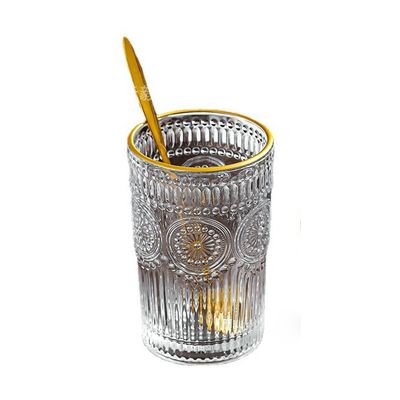 OEM креативный ретро рельефный подсолнечник виски молочный сок Tumbler стеклянная теплостойкая чашка с водой