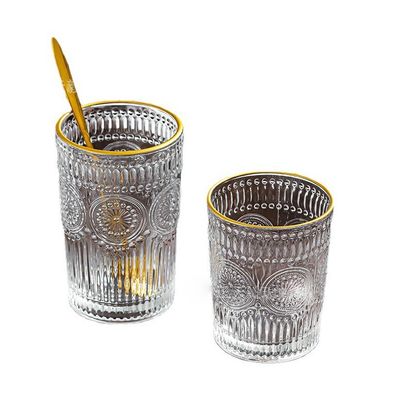 OEM креативный ретро рельефный подсолнечник виски молочный сок Tumbler стеклянная теплостойкая чашка с водой