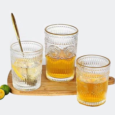 OEM креативный ретро рельефный подсолнечник виски молочный сок Tumbler стеклянная теплостойкая чашка с водой