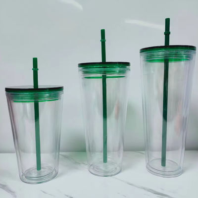 16oz/24oz Custom Pattern Clear Plastic Water Bottle с крышкой и соломой Внешний стиль