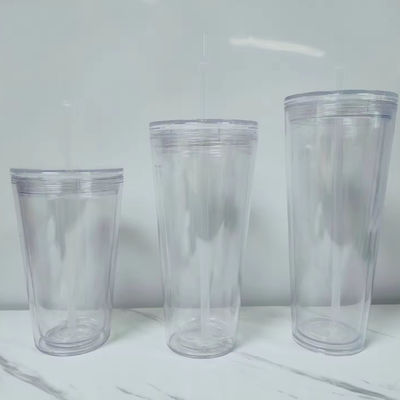 16oz/24oz Custom Pattern Clear Plastic Water Bottle с крышкой и соломой Внешний стиль