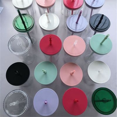 16oz/24oz Custom Pattern Clear Plastic Water Bottle с крышкой и соломой Внешний стиль