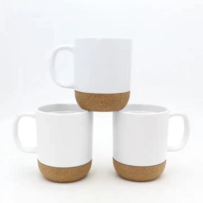 450ML Custom Logo Matte Black White Cork Base Ceramic Coffee Travel Mug с крышкой из полиэтилена