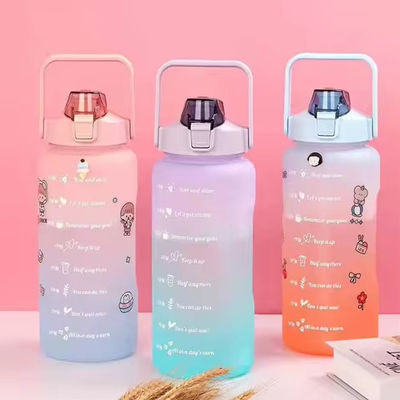 2L Фитнес пластиковая бутылка портативная непроницаемая замороженная градиентная весенняя крышка вместимость линия бутылка шейкер индивидуальный цвет