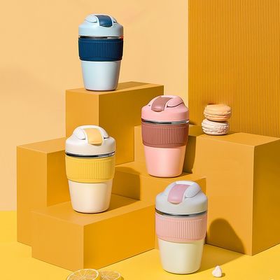 316 Нержавеющая сталь Милая кружка для путешествий Кофе Изолированный вакуумный тепловой стакан с соломой