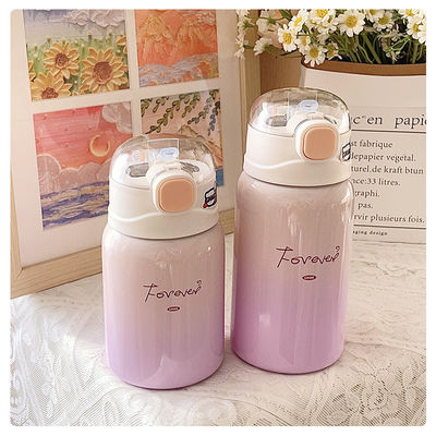 Студенческие портативные 350/450 мл нержавеющей стали с соломой и теплоизоляцией