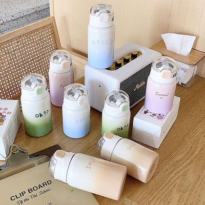 Студенческие портативные 350/450 мл нержавеющей стали с соломой и теплоизоляцией