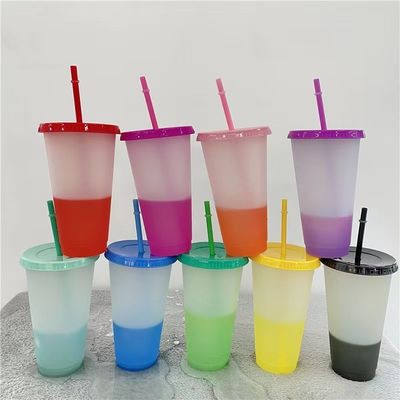 Возвращение в школу 16 унций / 24 унций свободный от BPA пластиковый кофе чашка холодная бутылка с крышкой и соломой