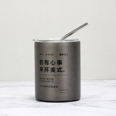 Предмет Custom Logo 320ml/600ml Двойная стена Нержавеющая сталь тонкая прямая изолированная чашки для кофе с крышкой и соломой