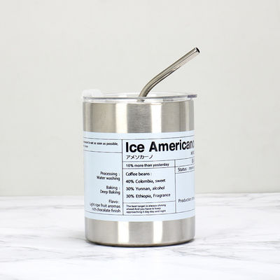 Предмет Custom Logo 320ml/600ml Двойная стена Нержавеющая сталь тонкая прямая изолированная чашки для кофе с крышкой и соломой