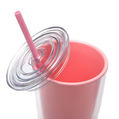 Цветная кружка без BPA с двойной стеной и прямой соломой