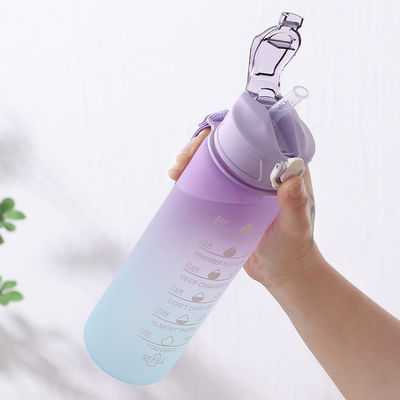 32 унции BPA свободный маркер времени 3Pcs Пластиковая Мотивационная бутылка с водой для спорта Розовая