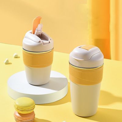 Custom Logo 350ml 480ml 316 бутылка с водой из нержавеющей стали с силиконовой крышкой и соломой