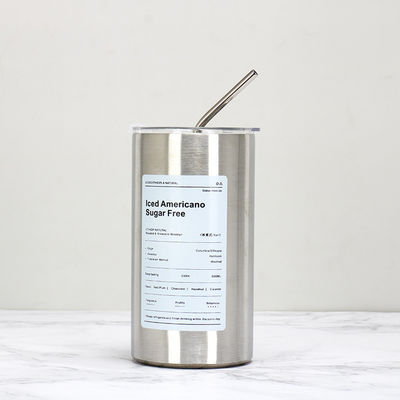 Нержавеющая сталь 320ml/600ml Двухстенные тонкие прямые изолированные чашки для кофе с крышкой и соломой