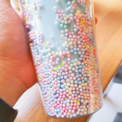 Прямая питьевая купол с двойной стеной акриловый чайный стакан с молоком с секвинами