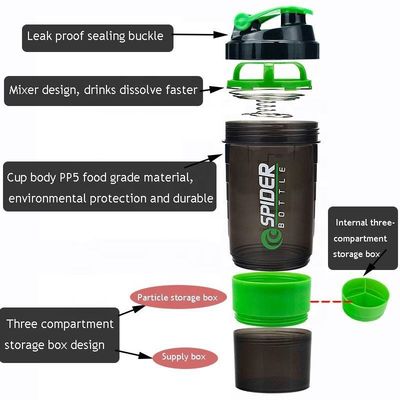 Unisex Custom Logo 500ml Bpa Free Shaker Bottle PP Milk Shake Cup Protein Powder Fitness Gym Спортивная бутылка с водой с смесительным мячом