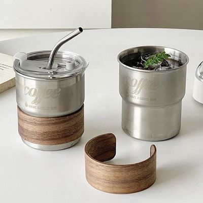 Чайная чашка из нержавеющей стали с настраиваемым логотипом и противообжигающими рукавами