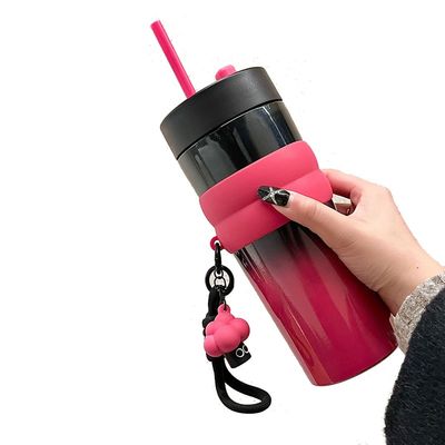 710ML Нержавеющая сталь для кофейной кружки Прозрачная кемпинговая тепловая кружка со соломой и индивидуальным логотипом