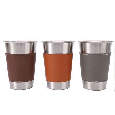 170ML 330ML 500ML стальной кружки для пива портативный стакан для кемпинга с кожаным чехлом