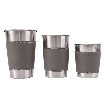 170ML 330ML 500ML стальной кружки для пива портативный стакан для кемпинга с кожаным чехлом