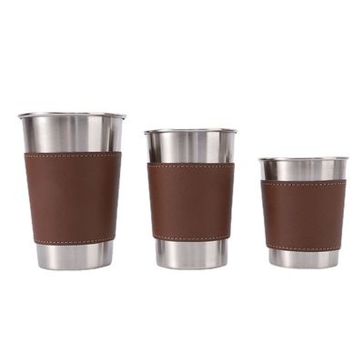 170ML 330ML 500ML стальной кружки для пива портативный стакан для кемпинга с кожаным чехлом